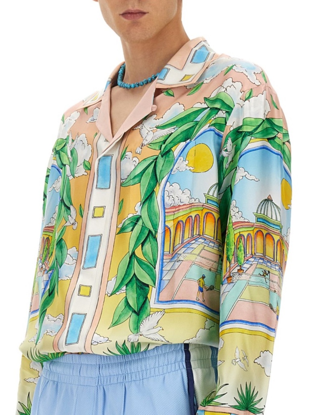 Casablanca Paris Paysage Ideal Printed Silk-satin Shirt Multicoloured NWT